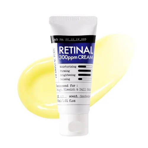 DERMA FACTORY Crema de noche retinal para rostro, hidratante de vitamina A con centella, niacinamida y pantenol, ayuda a mejorar el aspecto de