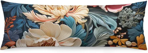 Funda de almohada corporal, funda de almohada larga floral azul con cremallera, funda de almohada rectangular suave, fundas de almohada grandes con