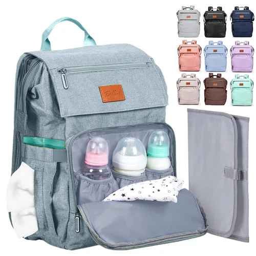 PILLANI Mochila para Pañales de Bebé - Bolsa Grande para Niños y Niñas, Mochila Impermeable para Pañales - Bolsas de Pañales de Viaje con L Azul