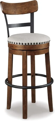 Vista 20 de Signature Design by Ashley Valebeck Taburete de bar giratorio moderno de 24.5 pulgadas con altura de mostrador – lavado blanco rústico-industrial