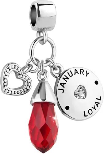 Chili Jewelry Enero - Diciembre - Dije de piedra natal de lágrima para regalo de feliz cumpleaños, compatible con pulseras Pandora Charms, Metal