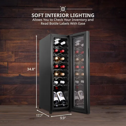 Vista 2 de Ivation Refrigerador de vino con compresor de 14 botellas con cerradura Gran bodega independiente para vino tinto, blanco, champán o espumoso