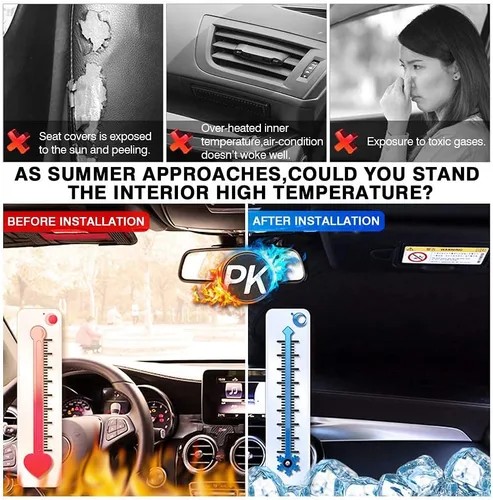 Vista 4 de KUST Parasol para parabrisas de ajuste personalizado para Cadillac XT6 2020-2024 2025, accesorios para ventana, protector de visera solar, plegable