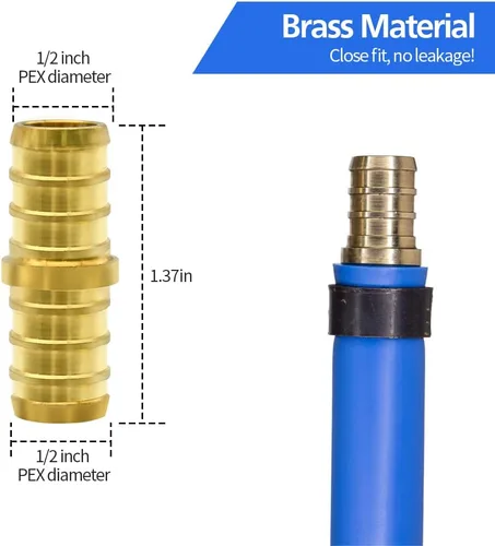 Vista 3 de 15 piezas de accesorios PEX de 1/2 pulgada, juego de acoplamientos rectos de codo TEE, combinación de accesorios de PEX de latón con Tees, codos