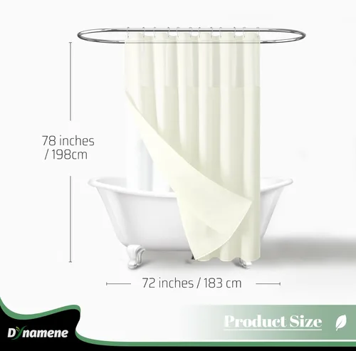 Vista 746 de Cortina de ducha de tela Dynamene verde oscuro - Cortinas de baño de tela de nido de abeja texturizadas resistentes, juego de cortinas de baño