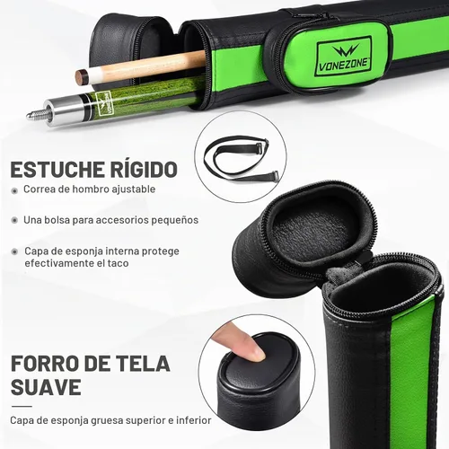 Vista 5 de Palo de billar, Pro cue con estuche rígido, juego de tacos de billar de 58 pulgadas, 18-19 onzas, rosa/naranja/verde
