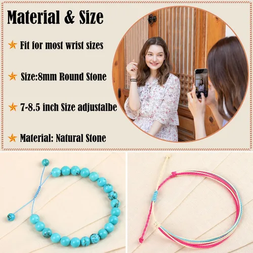 Vista 238 de LPBeads Pulsera de piedra natural hecha a mano de tamaño ajustable