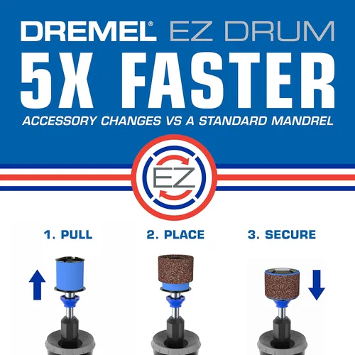 Vista 7 de Dremel EZ725 - Juego de accesorios de herramientas rotativas multiusos de 70 piezas con kit de almacenamiento, EZ-Lock y tambor EZ para cambios