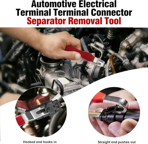 Vista 4 de Herramienta separadora de conector de terminal eléctrico automotriz, removedor universal de terminales de cable para vehículos (1 unidad (rojo))