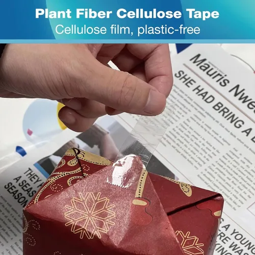 Vista 4 de Escritorio dispensador de cinta, dispensador de cinta sin plástico con 4 rollos de cinta transparente de 3/4 pulgadas x 640 pulgadas, escritorio