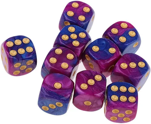 Vista 5 de 10 dados poliédricos – Dados acrílicos D6 (0.630 in) para juegos de mesa RPG, MTG, DND, (negro transparente)