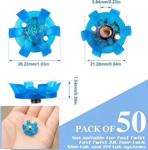 Vista 2 de Shappy 51 Pcs Golf Shoe Spikes Replacements Set 50 Golf Shoe Cleats with 1 Black Cleats Spanner Metal Thread Screw 5.84 mm Dia Replacement for