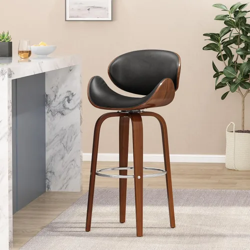 Vista 4 de Swivel Bar Stools Counter Height Stools Modern Dining Chairs Kitchen Chairs Desk Chair Table & Chair Sets Wood Frame Furniture,Black