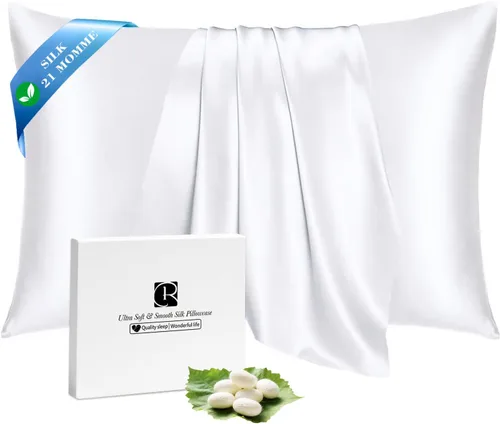 Vista 35 de Ravmix Fundas de almohada de seda con cremallera, seda de morera de 21 momme para la salud del cabello y la piel, funda de almohada suave, lisa