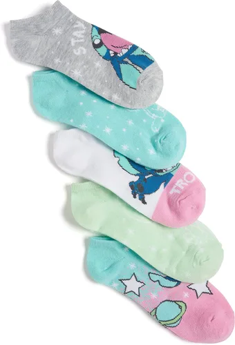Vista 2 de Disney Women's Lilo & Stitch 5 Pack No Show Socks Surtido azul pastel