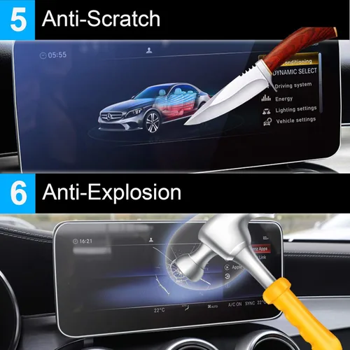 Vista 6 de TTCR-II Protector de pantalla compatible con Mercedes Clase C W205 2019-2021 y GLC Clase W253 2020-2022, protector de pantalla táctil de consola