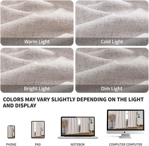 Vista 29 de CUCRAF - Juego de 2 paneles de cortinas de ventana con oscurecimiento total del 100%, de 54 pulgadas de largo, con aspecto de lino falso, cortinas