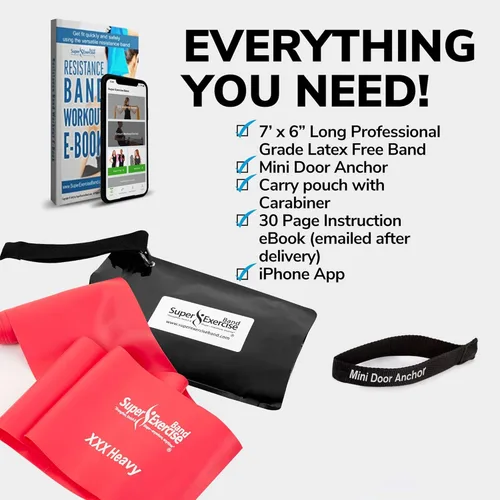 Vista 2 de Bandas de resistencia para entrenar Bandas de resistencia de 7 pies de largo Bandas de ejercicio con bolsa de transporte y anclaje de puerta I