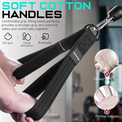 Vista 4 de RENRANRING Tricep Rope Cable Attachment Handles for Gym, 13inch Exercise Handles, Tricep Pull Down Attachments Rope for Pilates, Yoga, Strength