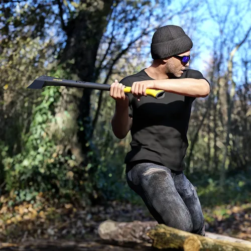 Vista 7 de LEXIVON V28 - Hacha de corte de 28 pulgadas, mango compuesto de fibra de vidrio ligero y agarre ergonómico TPR Funda protectora de transporte