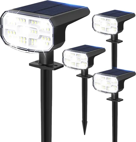 Vista 25 de Luces solares para exteriores, impermeables, IP65, encendido/apagado automático, 2700 K, 2 modos de iluminación, LED súper brillante, luces solares