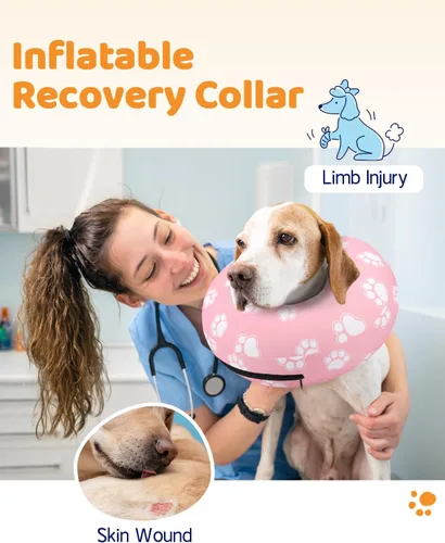 Vista 14 de Supet Collar Inflable de Cono para Perro Alternativo Después de Cirugía, Collar de Dona para Cuello de Perrito Recuperación ECollar para Post