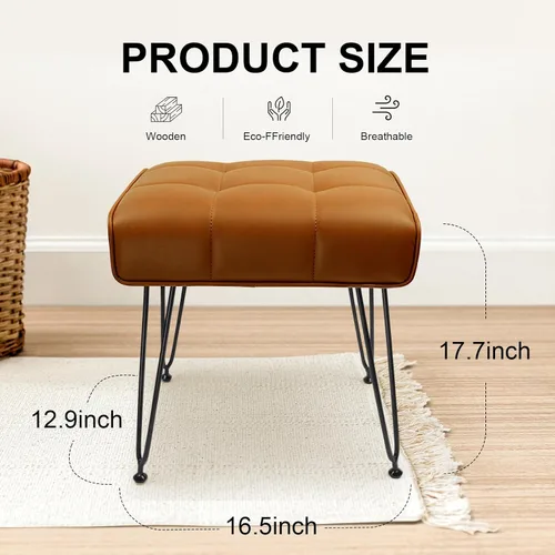 Vista 2 de HOUCHICS Vanity Stool, Makeup Stool, Vanity Stools for Makeup, Vanity Chair, Vanity Stool Seating, Vanity Chair for Makeup Room (Brown)