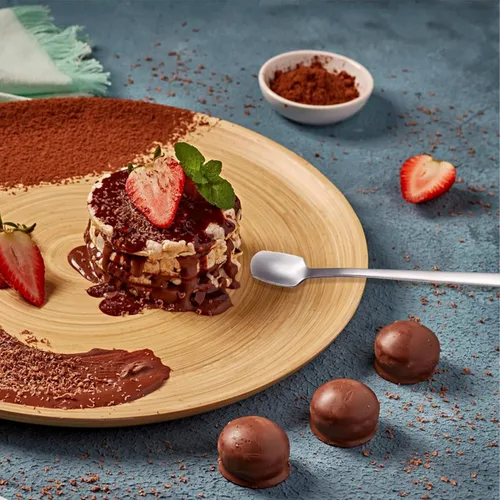 Vista 2 de Cuchara agitadora de barra de mango largo, cuchara de mezcla de té de acero inoxidable, para helado, café, postre, té, cuchara para cóctel, cuchara