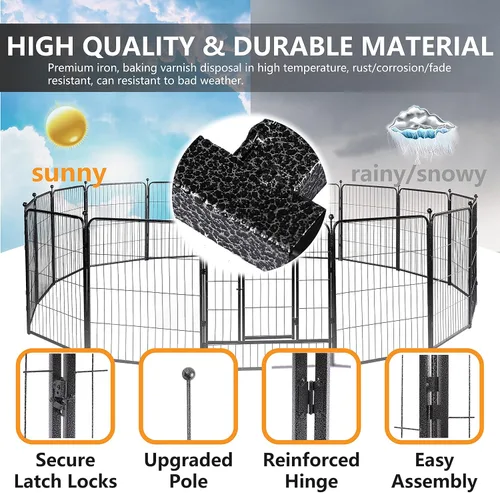 Vista 3 de Corralito para perros de 8/16 paneles resistente para cachorros, plegable, con puerta para perros pequeños y medianos en interiores y exteriores