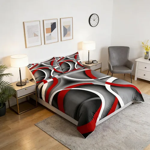 Vista 56 de Funda de edredón cuadrada azul, juego de ropa de cama de cuadrícula gris y blanca, funda de edredón moderna para decoración de habitación de niños