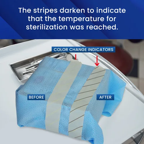 Vista 2 de Rollo de cinta autoclave de 60 yardas de 1/2 pulgada – Indica esterilización para herramientas dentales, instrumentos quirúrgicos y accesorios