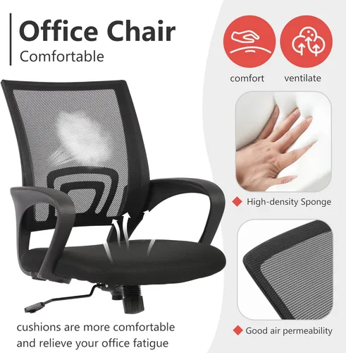Vista 5 de PayLessHere Silla de Oficina para Computadora Ergonómica Económica Silla de Escritorio Ajustable Cómoda de Respaldo Medio de Trabajo con Ruedas
