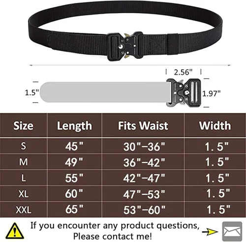 Vista 6 de MOZETO Tactical Belts for Men Military Style Work Hiking Riggers Web Gun Belt with Heavy Duty Quick Release Metal Buckle