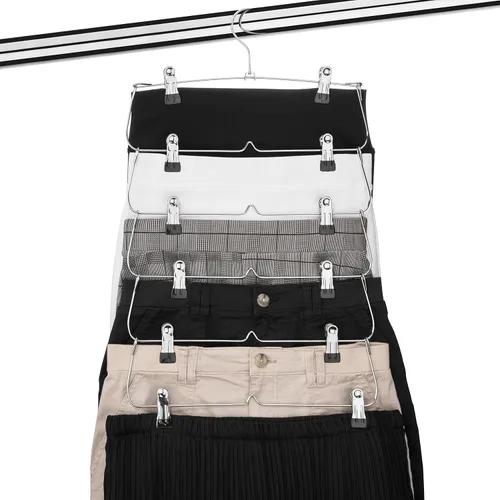 Vista 7 de USTECH Paquete de 2 organizadores de pantalones de falda de 6 niveles