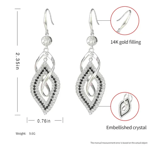 Vista 3 de Dangle Earrings for Women, 925 Silver Handmade Linear Swirl Wire Bohemian Boho Diamonds Earrings (Silver, Hoho Diamonds)