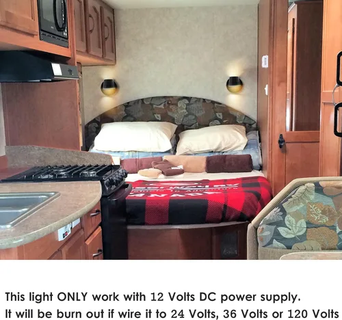 Vista 7 de Luz de Lectura de Cama LED para RV con Interruptor - Paquete de 2, Aplique de Pared para Tocador de 12V para RV con Rotación de 350°, Acabado