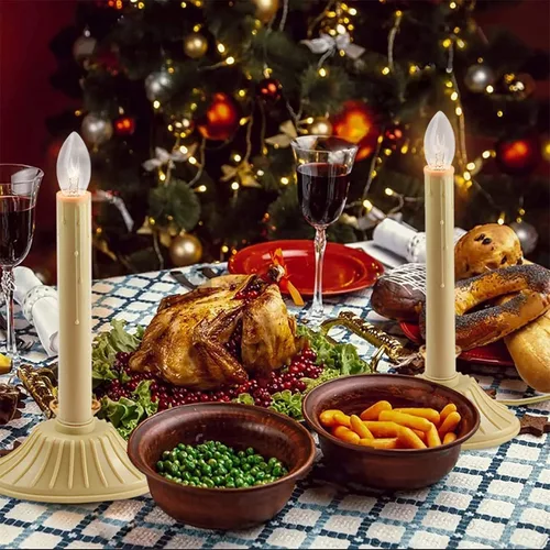 Vista 5 de 1 vela eléctrica de Navidad para ventana, paquete de 2 lámparas eléctricas para ventana con 4 bombillas C7 transparentes (2 de repuesto), velas