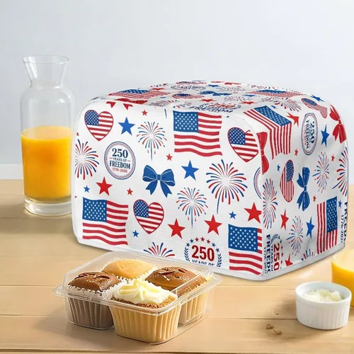 Vista 4 de Toaster Covers Stain Resistant Lightweight America 250 Dustproof Toaster Covers Compatible with Most 2-Slice Toasters Bakeware Protector