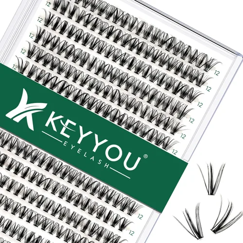 Vista 39 de Kit de extensión de pestañas DIY KEYYOU 280 piezas, pestañas individuales, rizadas D, kit de extensión de pestañas 30D+40D, 9-16 Mix, racimos