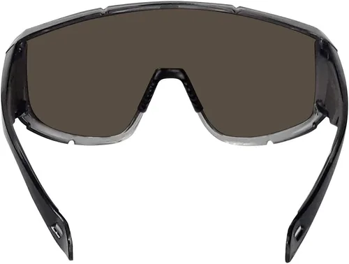 Vista 3 de BOMBER Lentes de seguridad de gran tamaño para lentes como gafas, marco negro mate, lente de seguridad de cristal de espejo plateado con forro