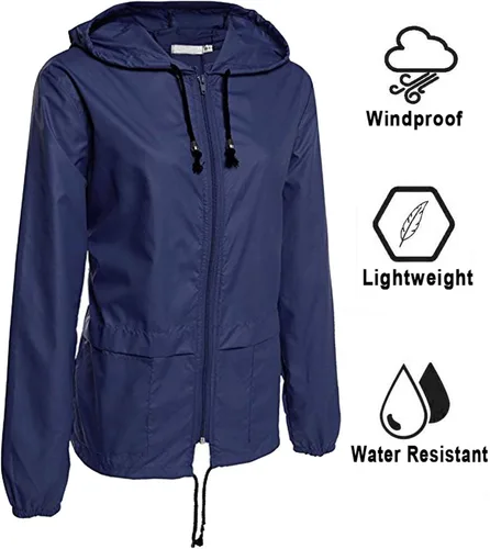 Vista 2 de Avoogue - Chaquetas de lluvia para mujer, diseño ligero, con capucha, para exteriores, impermeables, cortavientos