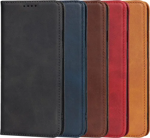 Vista 8 de iCoverCase Funda tipo cartera para OnePlus 8T con soporte para tarjeta de crédito, piel sintética magnética de alta calidad, función atril, función