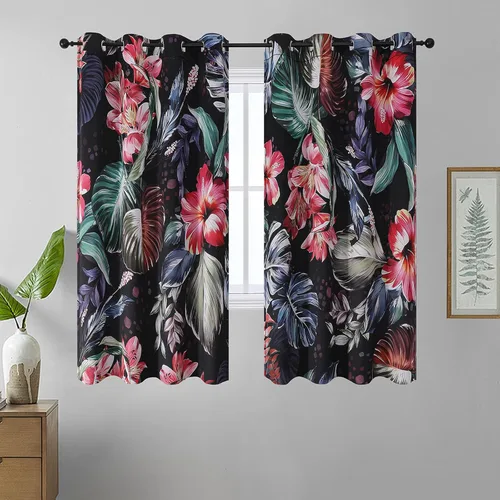 Vista 47 de Estelar Textiler Cortinas clásicas con estampado floral azul para sala de estar, cortinas de 84 pulgadas de largo, oscurecimiento de la habitación