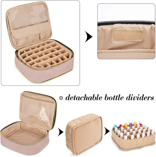 Vista 3 de LUXJA Organizador de esmalte de uñas desmontable de 2 capas, 60 botellas, Rosa pálido