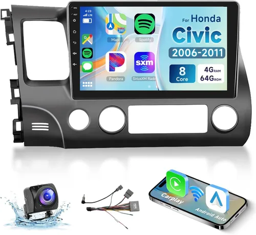 Vista 8 de Estéreo de coche 2G+32G para Honda Civic 2006 2007 2008 2009 2010 2011 con Carplay inalámbrico Android Auto, radio de coche Android de pantalla