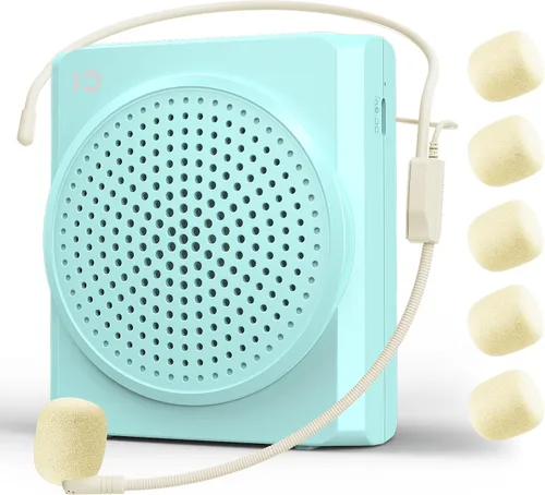 SHIDU Amplificador de voz para profesores, amplificador de voz portátil, sistema de auriculares con megáfono portátil, micrófono con altavoz para