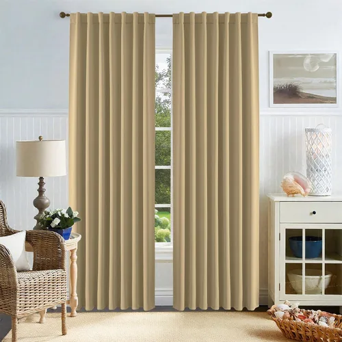 Vista 7 de CUCRAF - Juego de 2 paneles de cortinas opacas de 54 pulgadas, cortina con bolsillo para varilla y pestaña trasera, cortinas oscuras con aislamiento
