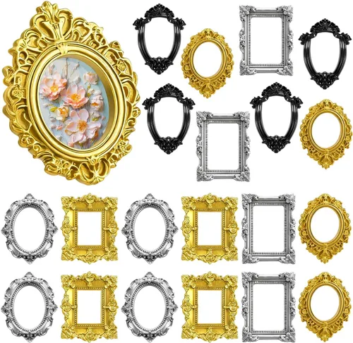Vista 9 de 20PCS Mini Vintage Vintage Resina Marco (Plata)
