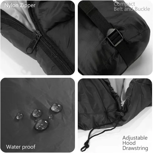 Vista 4 de Saco de dormir rectangular con calefacción, estilo sobre, 5 unidades de almohadillas de calefacción multiUSB, funciona con batería externa u otras
