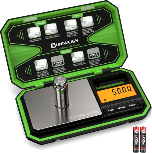 Vista 8 de UNIWEIGH Báscula digital de bolsillo de 7.05 oz/0.00 oz, báscula digital de gramos, mini báscula de joyería digital de peso gramo con pesos Cal